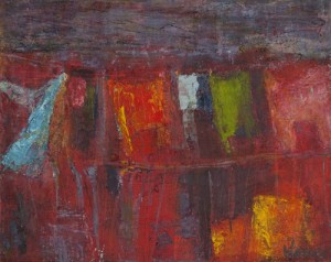 Red Washing Line with Concrete